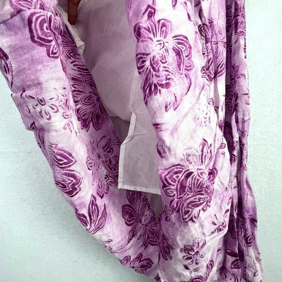 NEW J Jill 10 Women's 100% Linen Flowy Full Maxi Skirt Lined Purple Floral - Picture 8 of 12